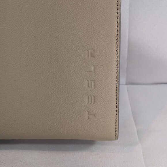 Tesla Corsicana Tote Leather Purse Bag NEW NWT Beige Grey Handbag Satchel $500 - Picture 3 of 16